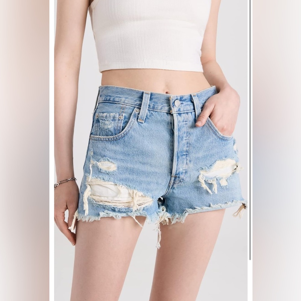 Levi’s Distressed Denim Shorts button fly